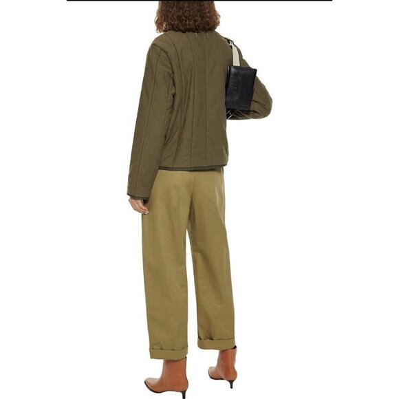 Rag & Bone Woman Liner Quilted Slub Cotton-Canvas Jacket Army Green - Picture 9 of 9